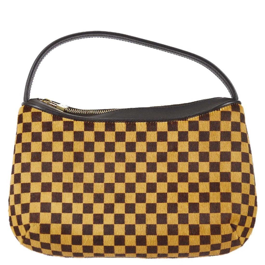 Louis Vuitton Tigre Damier Sauvage Top Handle Bag M92132: Louis Vuitton Tigre Damier Sauvage Top Handle Bag M92132 Vintage Louis Vuitton Tiger Damier Sauvage top handle handbag in brown and beige pony hair and leather. This small handbag features the Damier 
