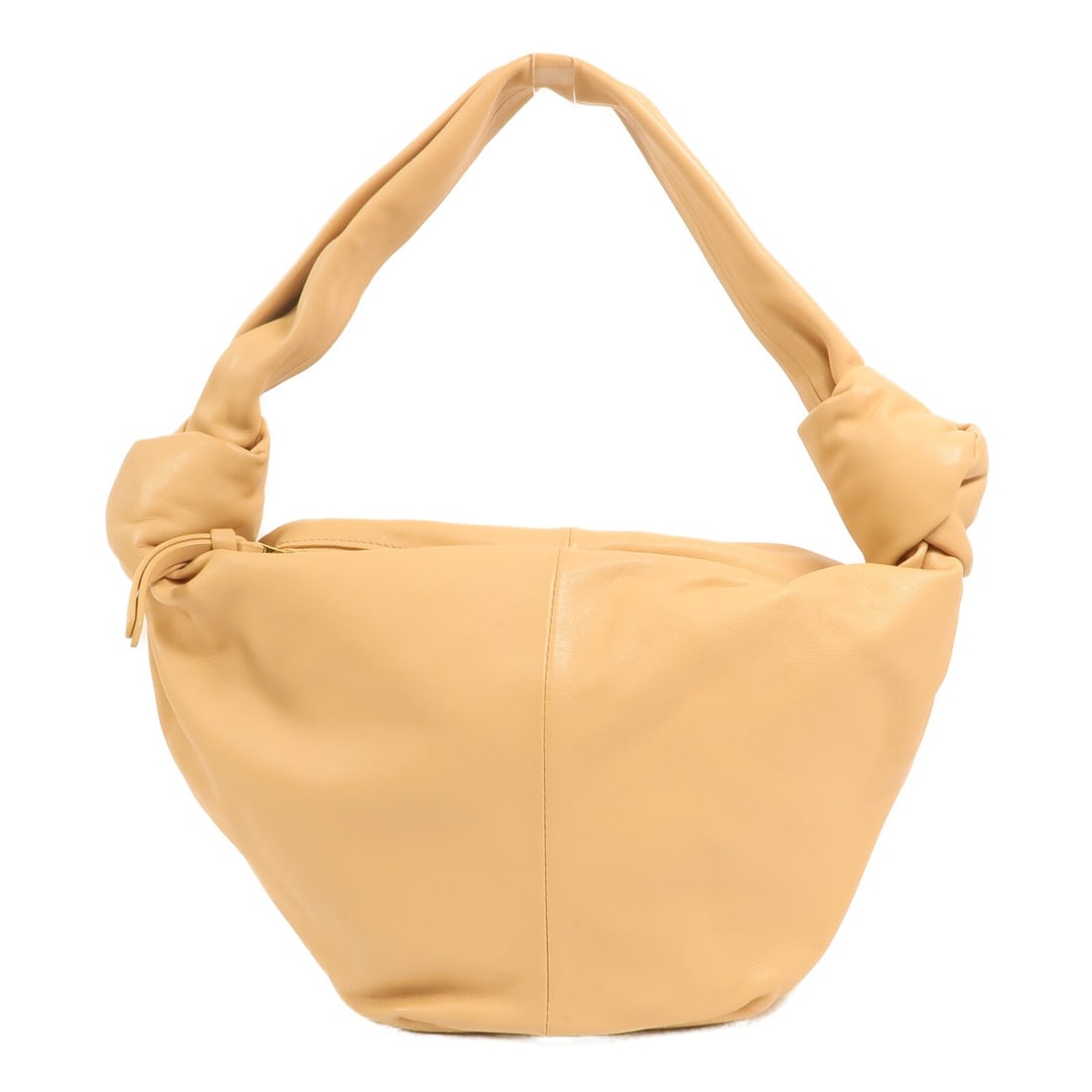Bottega Veneta Mini Double Knot Beige Lambskin Shoulder Bag: Bottega Veneta Mini Double Knot Beige Lambskin Shoulder Bag A Bottega Veneta mini Double Knot shoulder bag in beige lambskin (sheep leather). This women's bag is made in Italy and features a very good