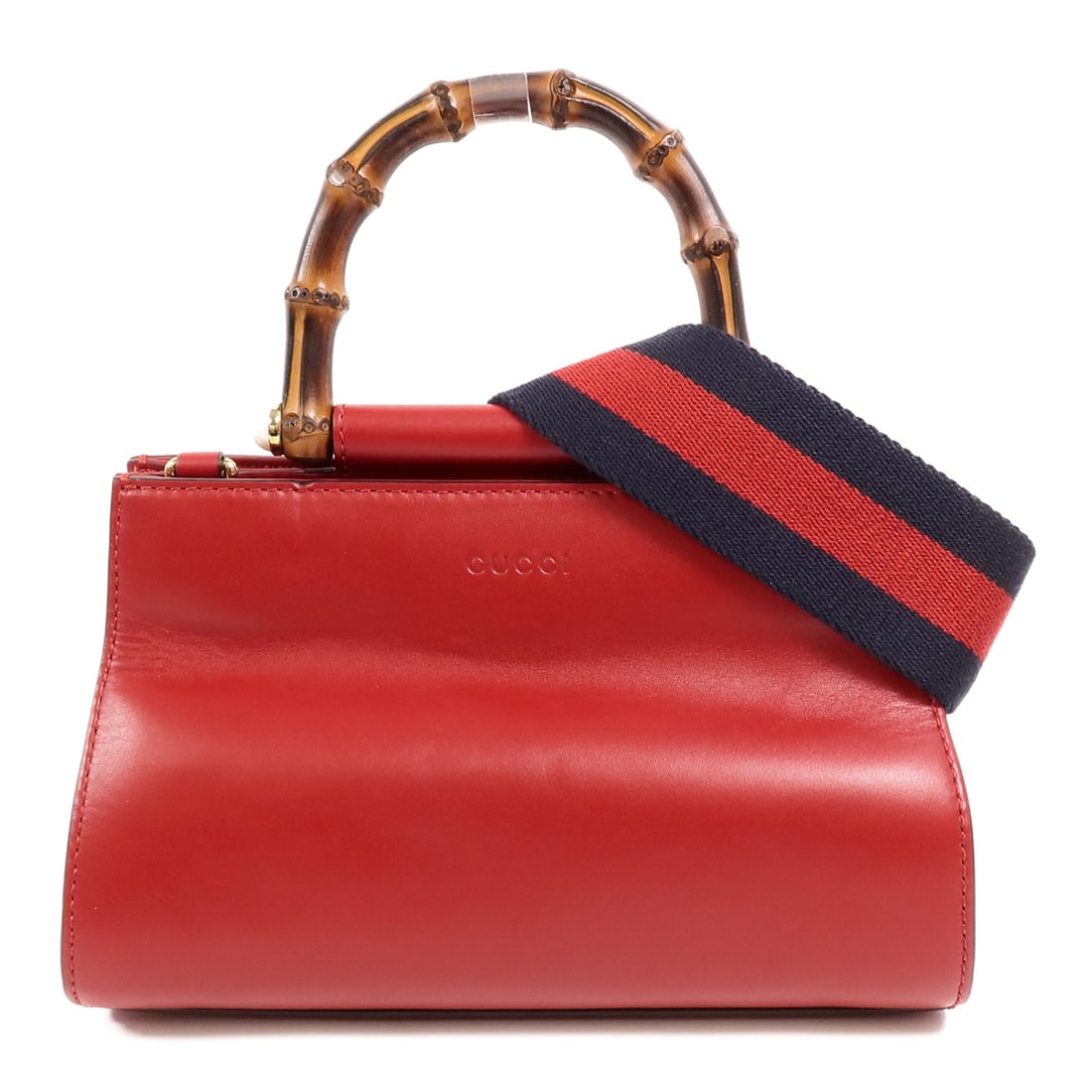 Gucci Nymphaea 470271 2 Way Shoulder Bag Red Calfskin Bamboo: Gucci Nymphaea 470271 2 Way Shoulder Bag Red Calfskin Bamboo This GUCCI 2-way shoulder bag is crafted from calfskin (cowhide) leather in red with a matching red frame color. It features the Bamboo Nym