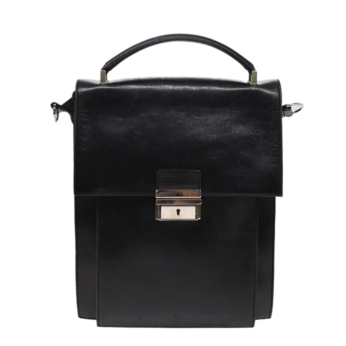 Fendi Vintage black leather handbag 23cm x 27cm x 2cm: Fendi Vintage black leather handbag 23cm x 27cm x 2cm Vintage Fendi leather item in black, made in Italy. It is described as a female model with good vintage condition and honest wear. Reported condit