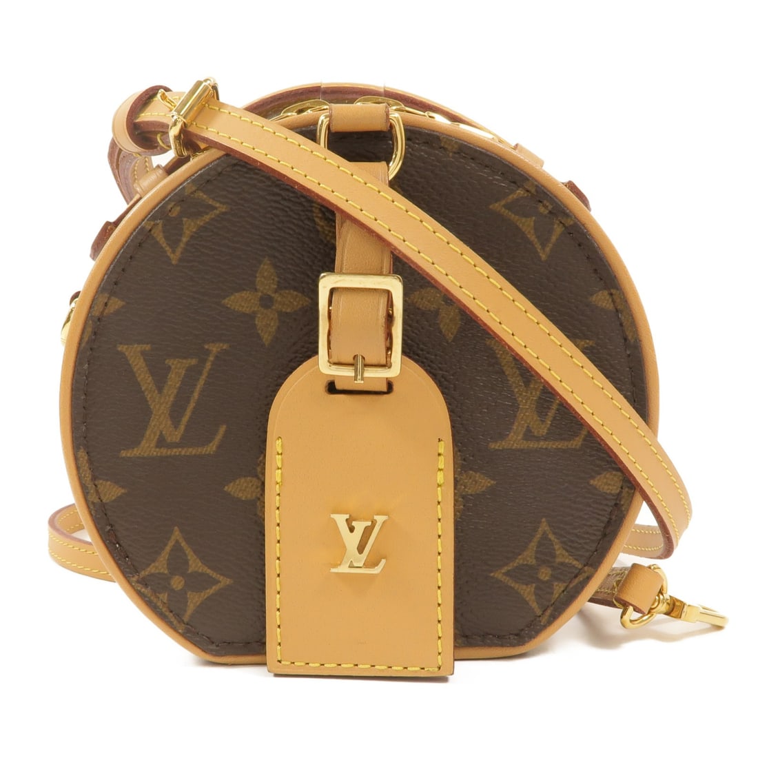 Louis Vuitton M44699 Mini Boite Chapeau Monogram Shoulder Bag: Louis Vuitton M44699 Mini Boite Chapeau Monogram Shoulder Bag Louis Vuitton Mini Boite Chapeau 2-way shoulder bag in brown Monogram PVC coated canvas. This women's bag features a structured round silh