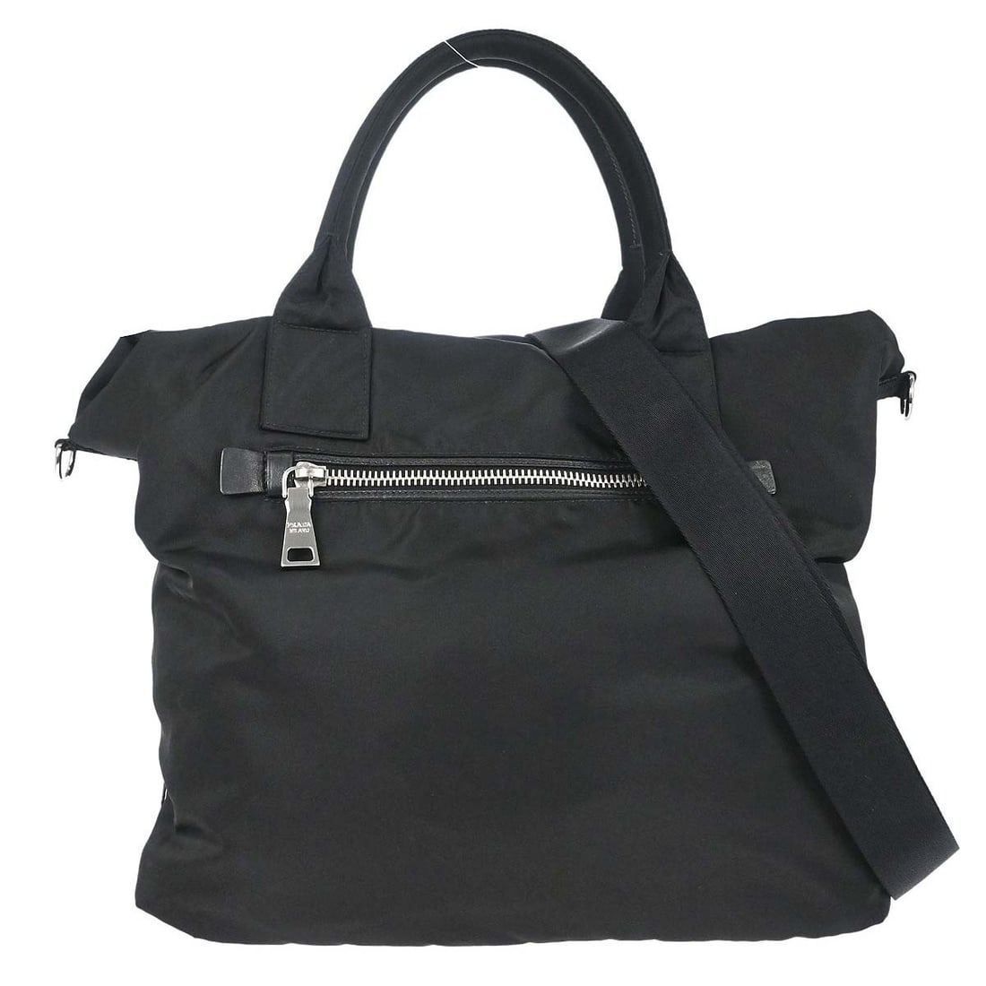 PRADA BR4521 Reversible 2way Black Nylon Tote Bag: PRADA BR4521 Reversible 2way Black Nylon Tote Bag Prada reversible 2-way tote handbag in black nylon with leather trim. This medium women's bag features a structured tote silhouette with both top hand