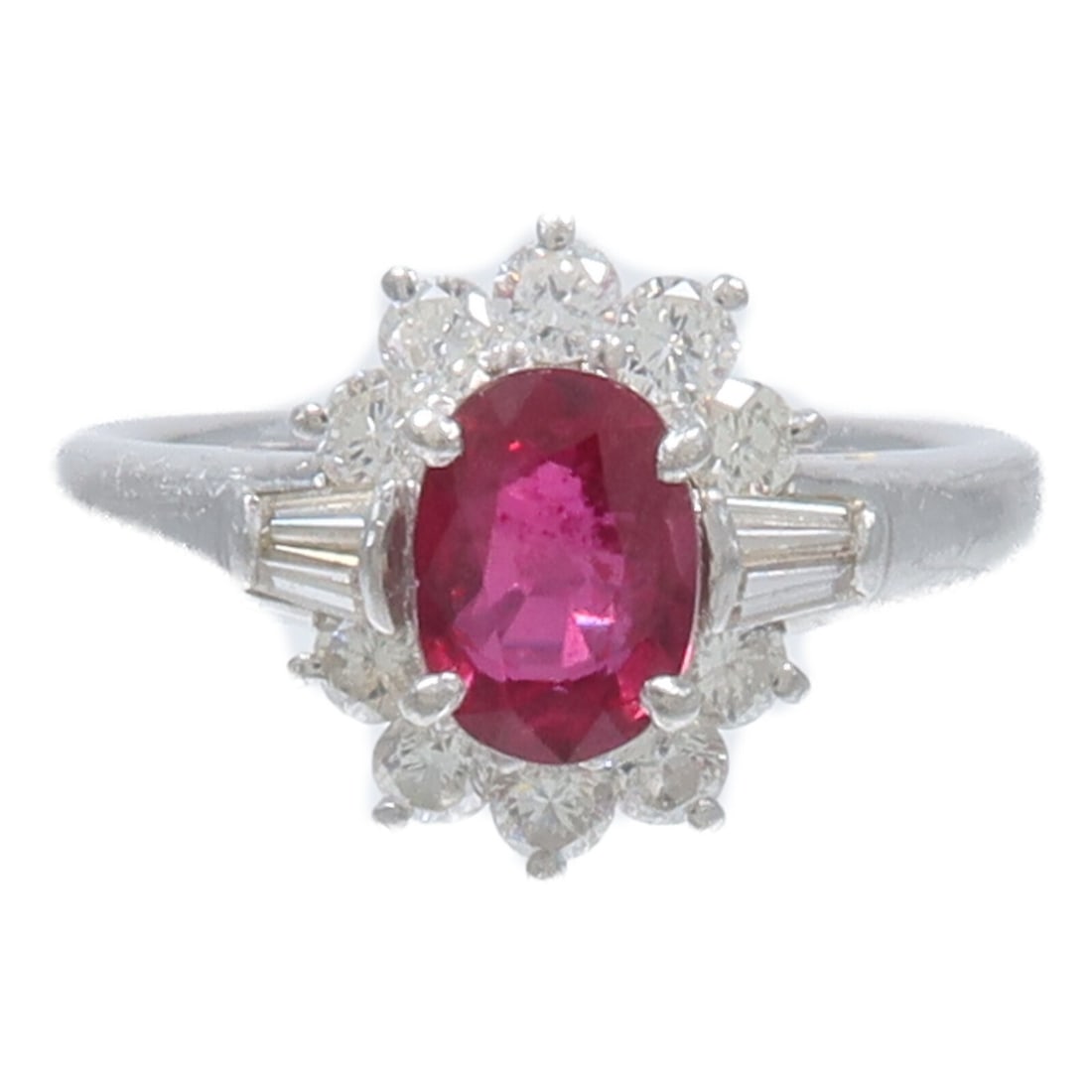 Pt900 Platinum Ruby Diamond Ring US Size 6 - 2