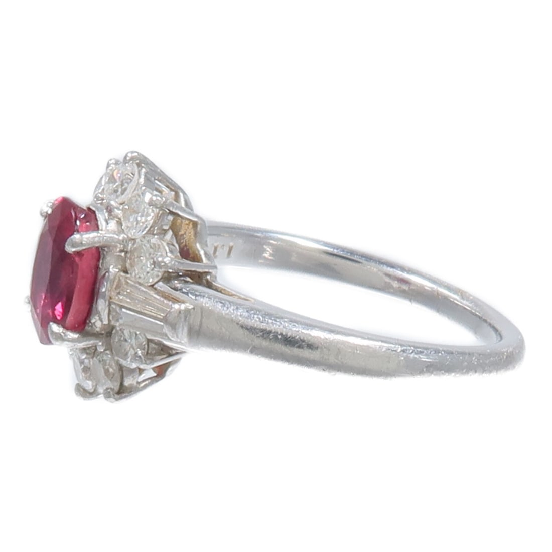 Pt900 Platinum Ruby Diamond Ring US Size 6 - 3