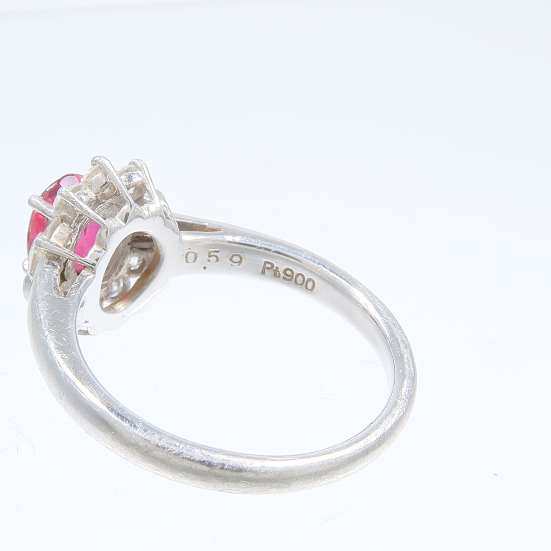 Pt900 Platinum Ruby Diamond Ring US Size 6 - 5