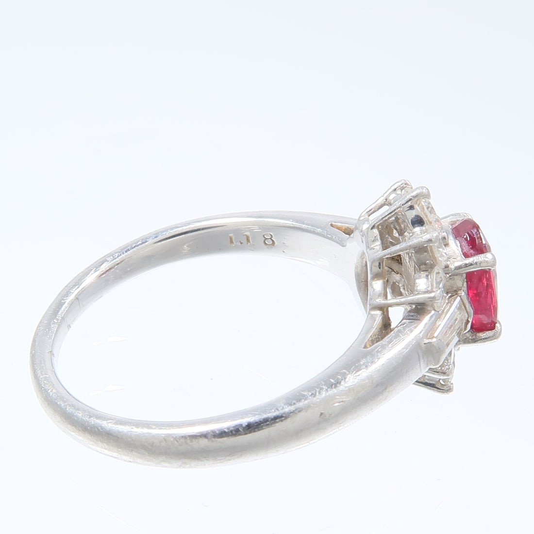 Pt900 Platinum Ruby Diamond Ring US Size 6 - 6