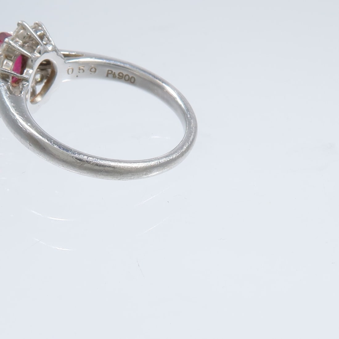 Pt900 Platinum Ruby Diamond Ring US Size 6 - 7