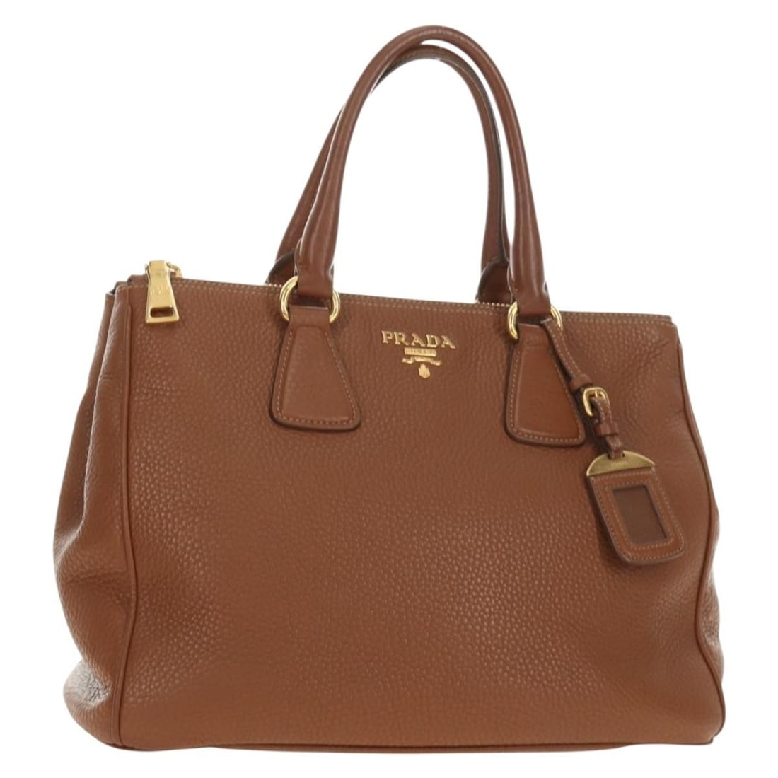 PRADA Vitello Daino leather handbag brown with dust bag and name tag (1 of 18)