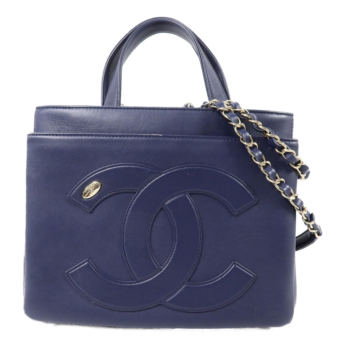 CHANEL CC Blue Calfskin 2 Way Shoulder Bag with GHW (1 of 18)