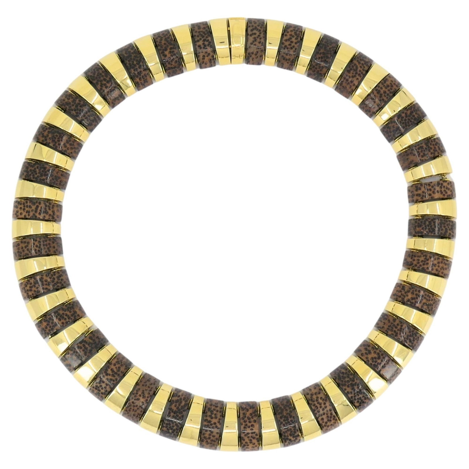 Attributed Aletto Brothers 18k Gold and Leopard Wood Link Necklace (1 of 9)