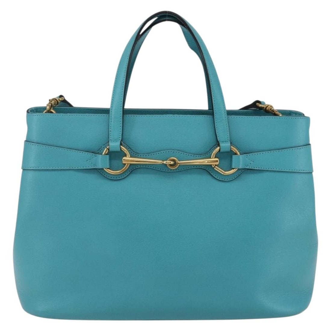 Gucci Bright Bit Leather Convertible Tote Bag Blue: Gucci Bright Bit Leather Convertible Tote Bag Blue Gucci Bright Bit Convertible Tote in blue leather. This women's bag is presented in good condition with light wear and light marks to the exterior. T