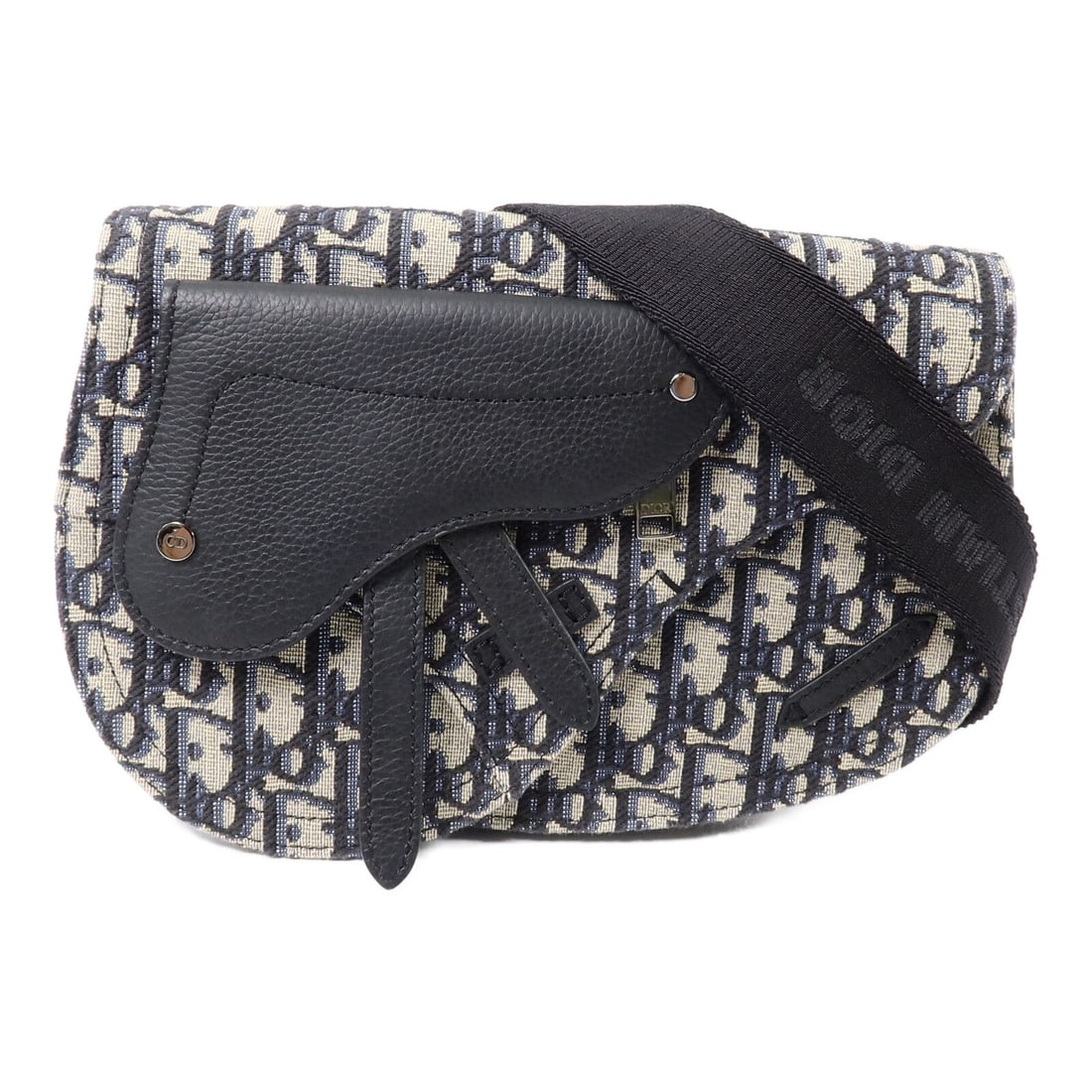 Dior Saddle Pouch Shoulder Bag Blue Canvas Calfskin CD SHW: Dior Saddle Pouch Shoulder Bag Blue Canvas Calfskin CD SHW Christian Dior CD SHW Saddle Pouch Crossbody Bag in blue canvas and calfskin (cowhide). This shoulder bag is designed for women and features 