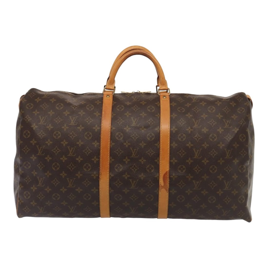 Louis Vuitton Keepall Monogram Brown Canvas Travel Bag 60cm: Louis Vuitton Keepall Monogram Brown Canvas Travel Bag 60cm This Louis Vuitton Keepall Bag is crafted in the brand's signature monogram canvas and designed for unisex use. The bag is brown and feature