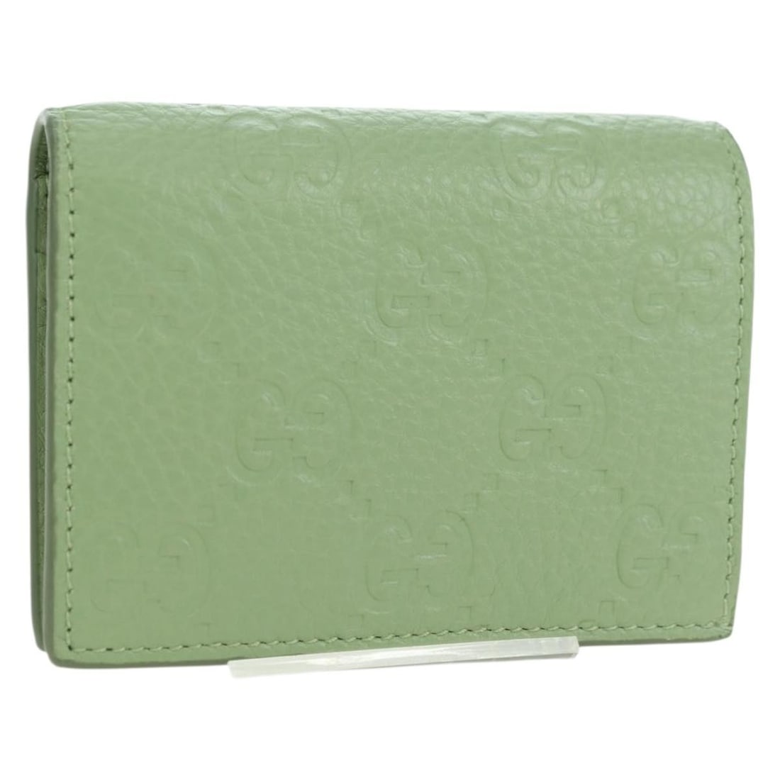 Gucci 815901 Green GG Canvas Leather Bifold Wallet: Gucci 815901 Green GG Canvas Leather Bifold Wallet Gucci Guccissima bifold wallet in green leather and GG canvas with gold-tone accents. Made in Italy, this women's wallet includes the item box. It is