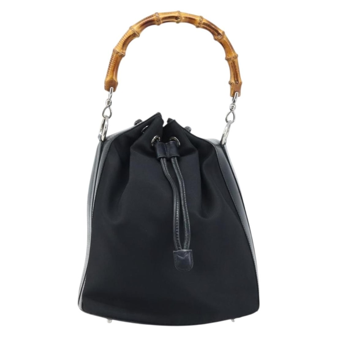 Gucci Black Nylon and Leather Vintage Bamboo Bucket Shoulder Bag (1 of 18)