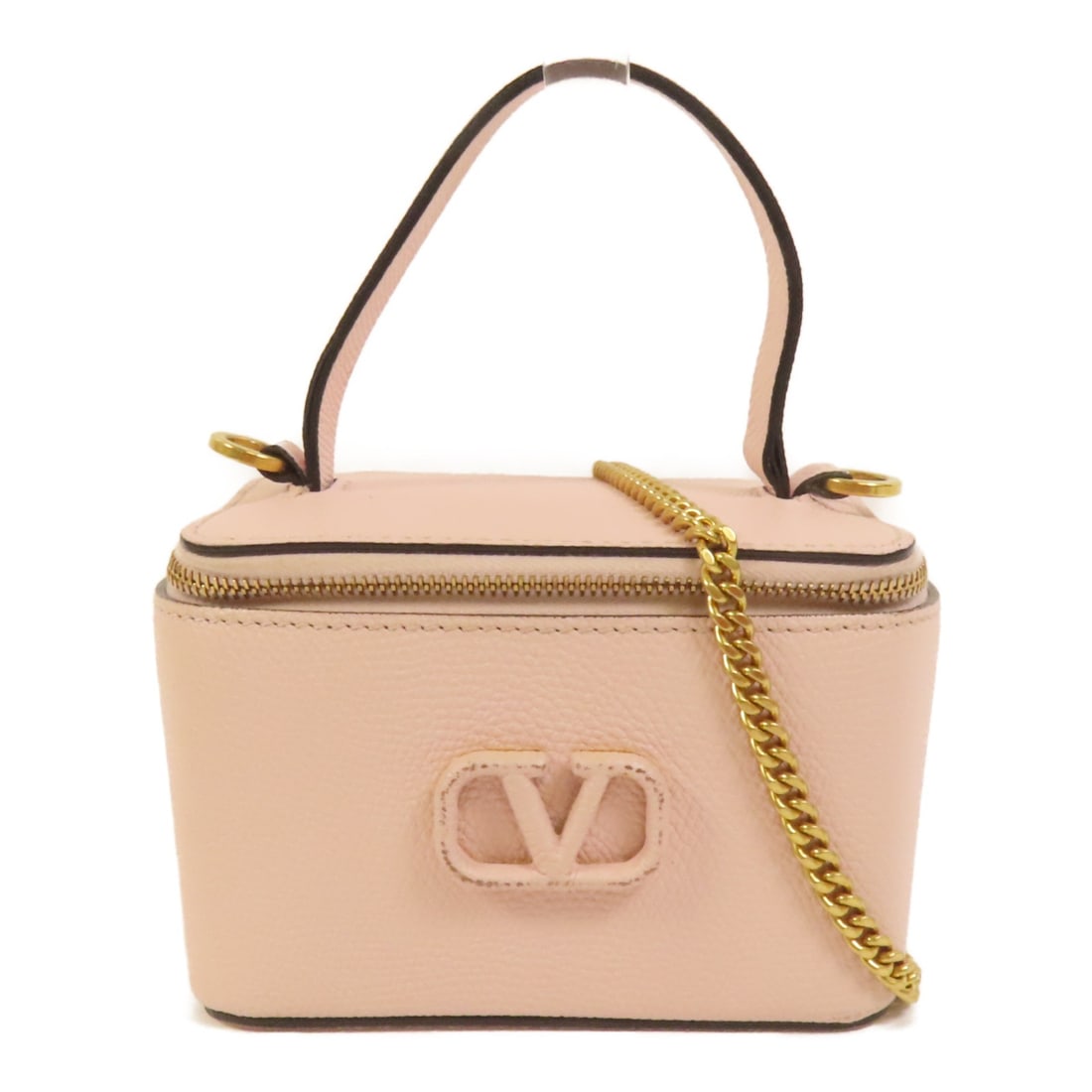 Valentino Garavani Pink Calfskin Vanity Case 2way Shoulder Bag: Valentino Garavani Pink Calfskin Vanity Case 2way Shoulder Bag Valentino Garavani Vanity Case 2way shoulder bag in pink calfskin (cowhide) leather, made in Italy. This women's regular-size bag feature