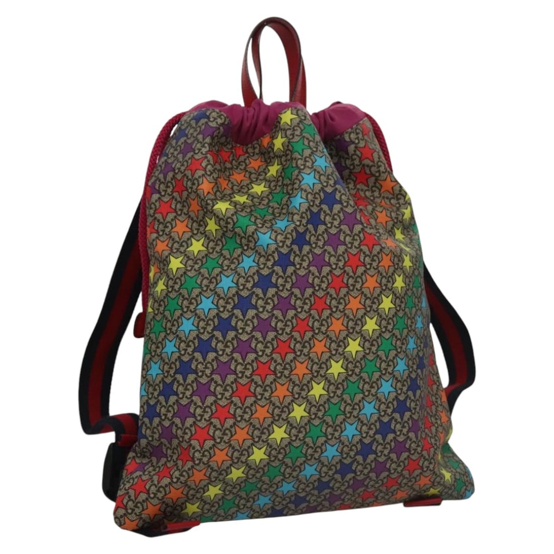 Beige Rainbow GG Supreme Sherry Line Backpack by Gucci 550775: Beige Rainbow GG Supreme Sherry Line Backpack by Gucci 550775 This GUCCI GG Supreme Sherry Line backpack features a stylish beige and rainbow design crafted from durable PVC leather and GG canvas. Des