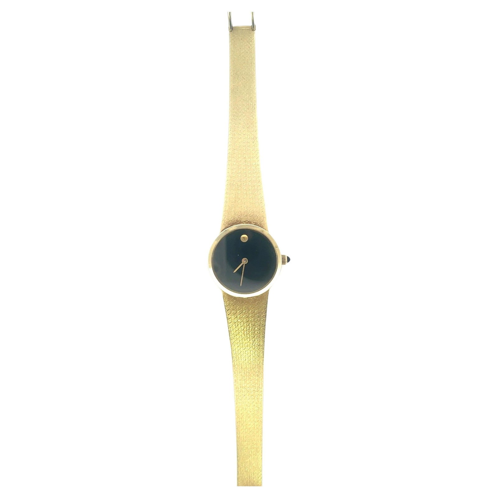 Movado Museum 14k Yellow Gold Swiss Quartz Watch Model 66 0200 105: Movado Museum 14k Yellow Gold Swiss Quartz Watch Model 66 0200 105 This exquisite Movado Museum watch features a luxurious 14k yellow gold case and a stylish woven mesh band, perfect for contemporary 