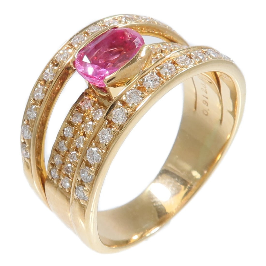 18K Yellow Gold Pink Sapphire Diamond Ring US 7 (1 of 8)