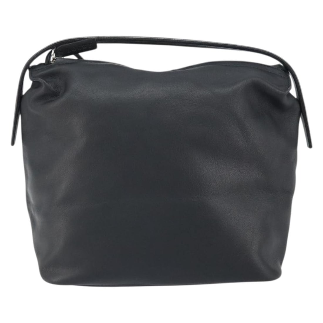 Loewe Vintage black leather handbag from Spain: Loewe Vintage black leather handbag from Spain A vintage Loewe female bag in black leather, made in Spain. The piece measures 21 cm x 21 cm x 15 cm and is described as being in good condition, with li