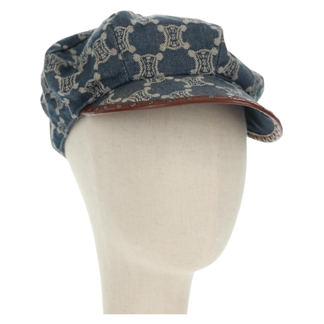 Blue Macadam Canvas Women's Cap CELINE Italy: Blue Macadam Canvas Women's Cap CELINE Italy CELINE cap in blue Macadam Canvas, made in Italy. Designed for women, this piece has a head circumference of approximately 54 cm (21.3 inches). Condition i