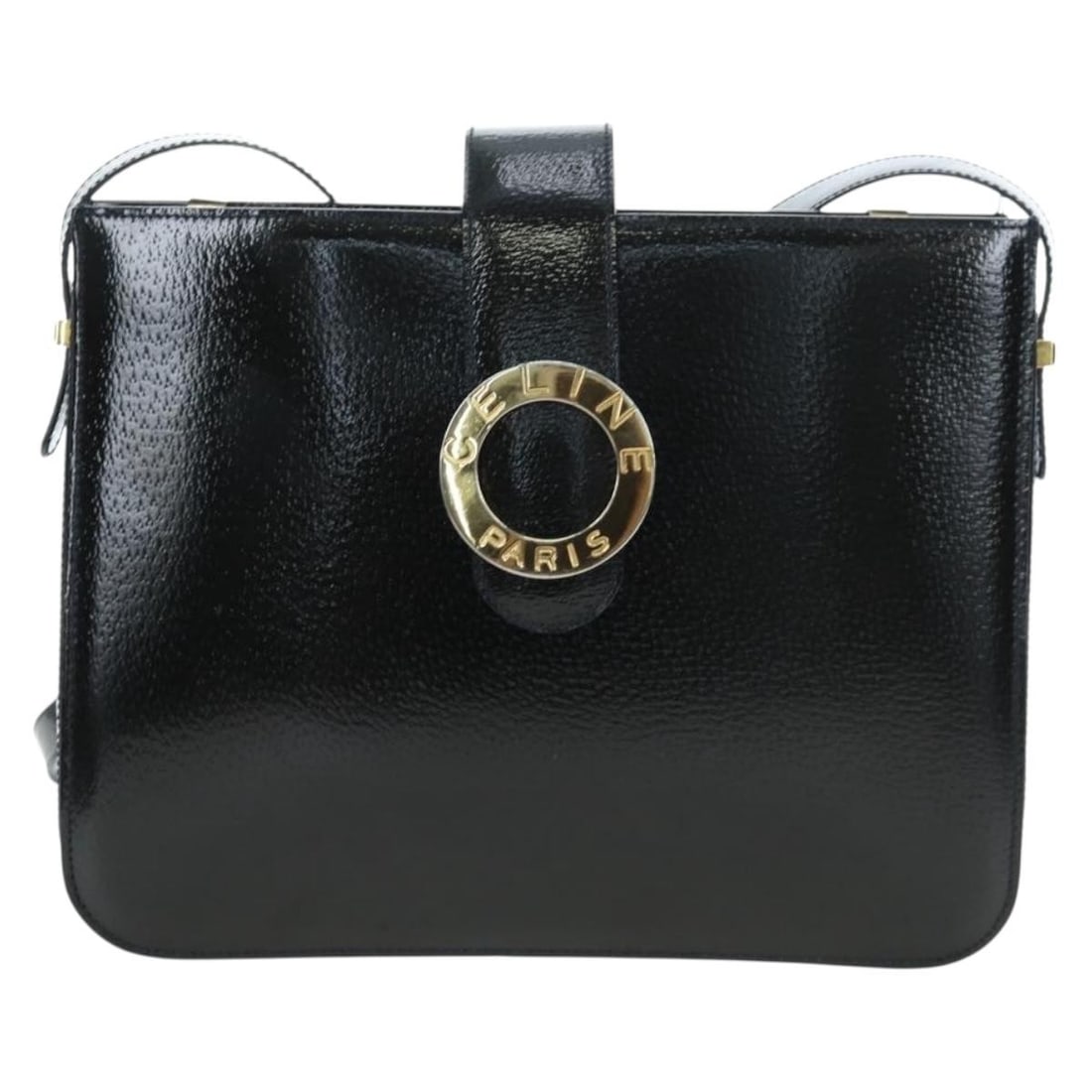 Celine Vintage Logo Ring Patent Leather Shoulder Bag Green: Celine Vintage Logo Ring Patent Leather Shoulder Bag Green Vintage Celine logo ring shoulder bag in green patent leather. This women's bag is in very good overall condition, showing light signs of wea
