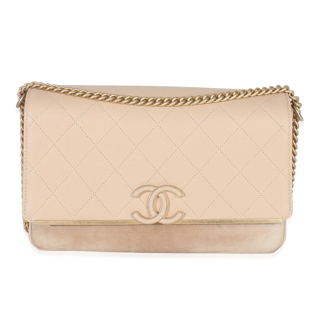 Chanel Lady Coco Chain Flap Shoulder Bag Beige Caviar Leather Suede (1 of 9)