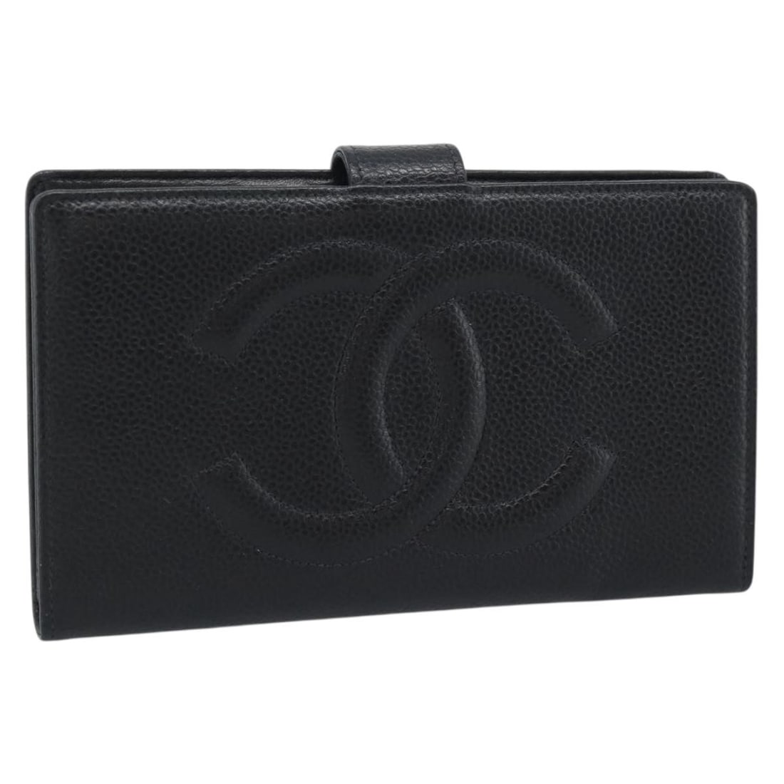 CHANEL Coco Mark Caviar Skin Long Wallet Black Gold Tone: CHANEL Coco Mark Caviar Skin Long Wallet Black Gold Tone Chanel Coco Mark long wallet in black caviar skin with gold-tone CC detailing. Made in France, this women's wallet includes the item box. Condi