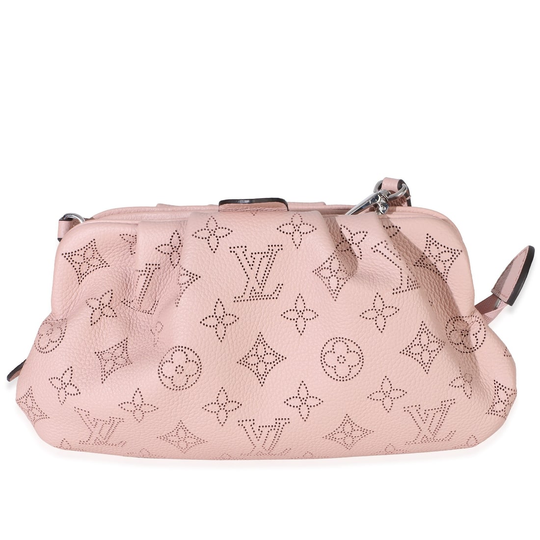 Louis Vuitton Scala Mini Pouch Pink Mahina Leather Shoulder Bag: Louis Vuitton Scala Mini Pouch Pink Mahina Leather Shoulder Bag Pre-owned Louis Vuitton Scala Mini Pouch in pink Mahina monogram leather. This compact shoulder bag features a zip-around closure, pink 