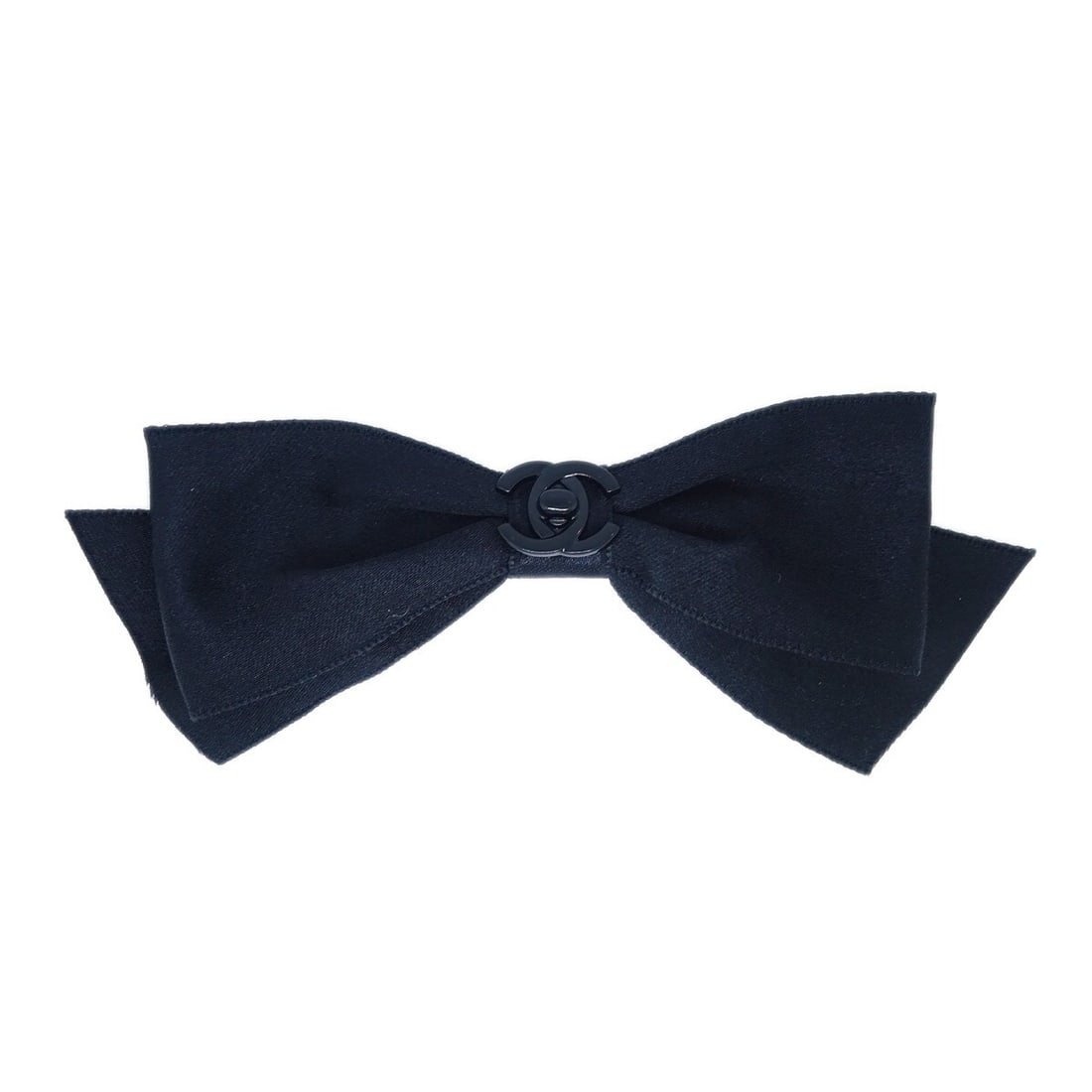 Chanel Black Satin Bow Hair Barrette Turnlock France (1 of 4)