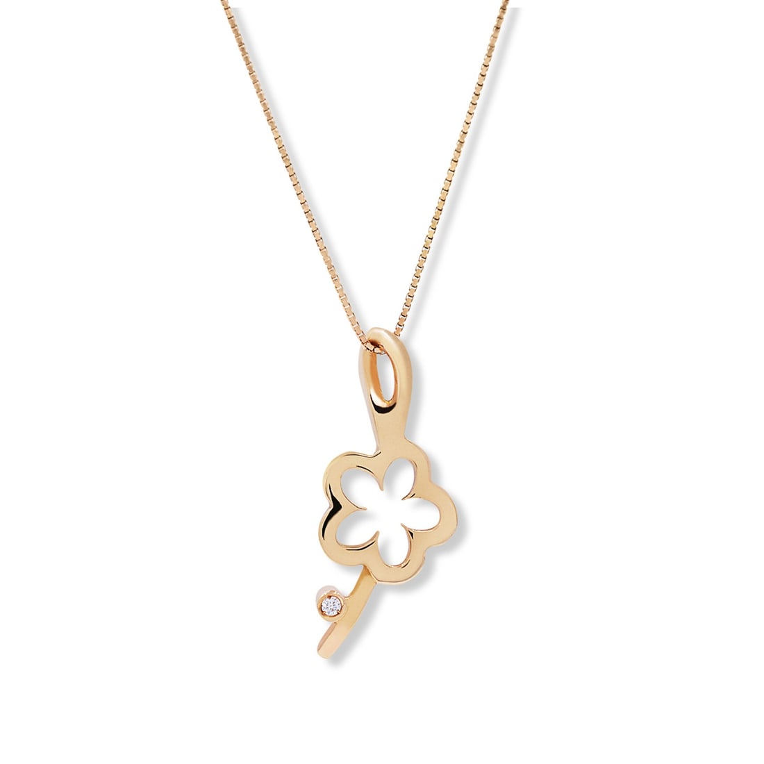 Gemoro 14K Yellow Gold Flower Diamond Pendant Necklace 0.01ct: Gemoro 14K Yellow Gold Flower Diamond Pendant Necklace 0.01ct Adorn yourself with this exquisite Gemoro Flower Diamond Ladies Mini Pendant Necklace, crafted in luxurious 14K yellow gold. This elegant 