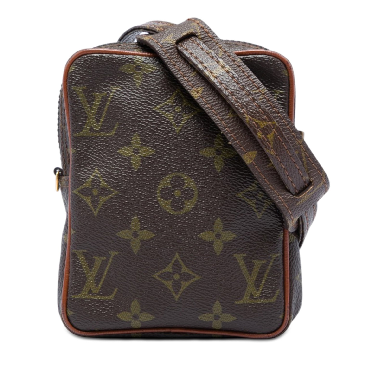 Louis Vuitton Mini Danube Monogram Shoulder Bag: Louis Vuitton Mini Danube Monogram Shoulder Bag Louis Vuitton Monogram Mini Danube shoulder bag featuring a monogram canvas body with vachetta leather trim, a flat shoulder strap, and a top zip closur
