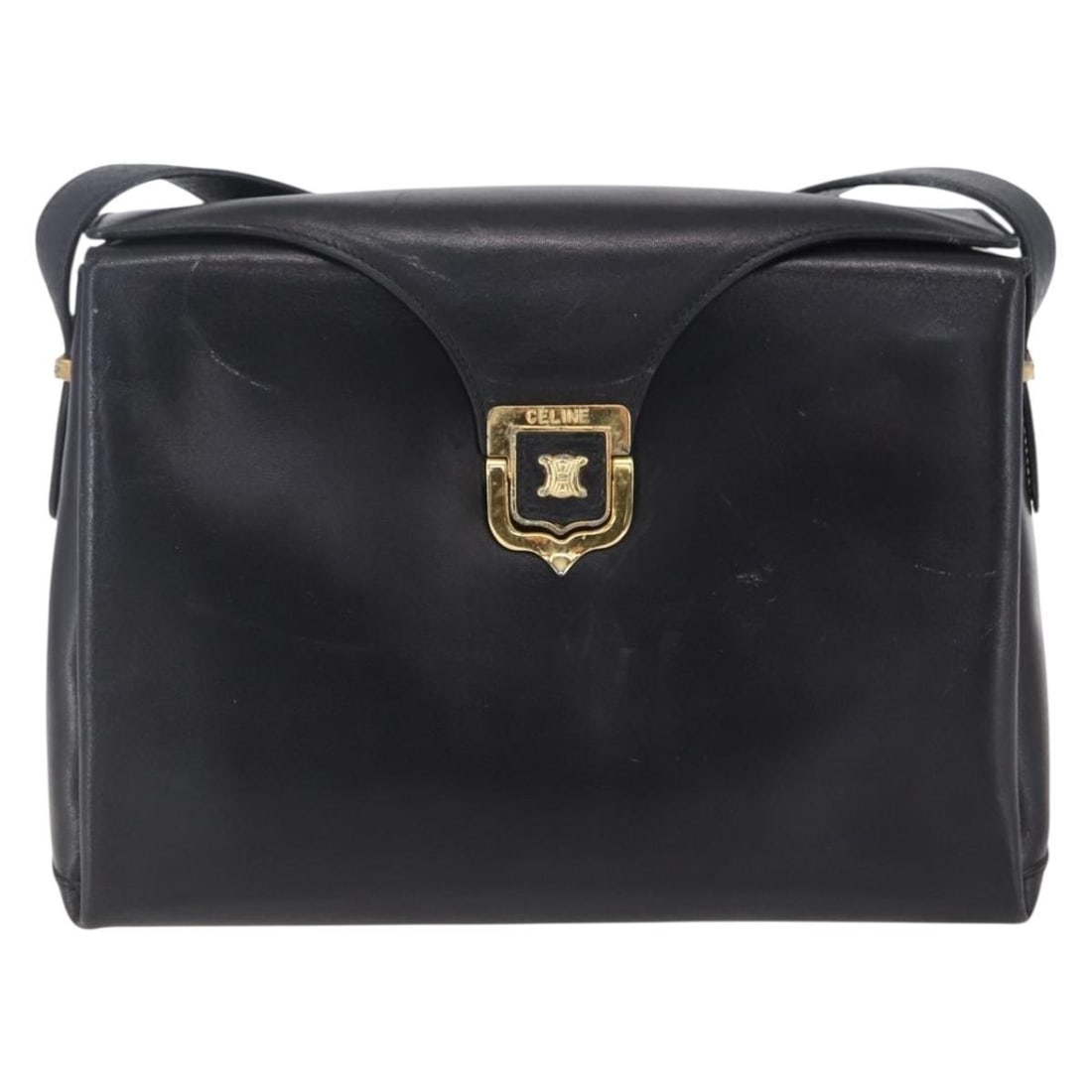 Celine Vintage Shoulder Bag Black Leather 23cm x 16cm x 8cm: Celine Vintage Shoulder Bag Black Leather 23cm x 16cm x 8cm This pre-owned Celine vintage shoulder bag is crafted from black leather and designed for women. It features a shoulder strap and metal fitt