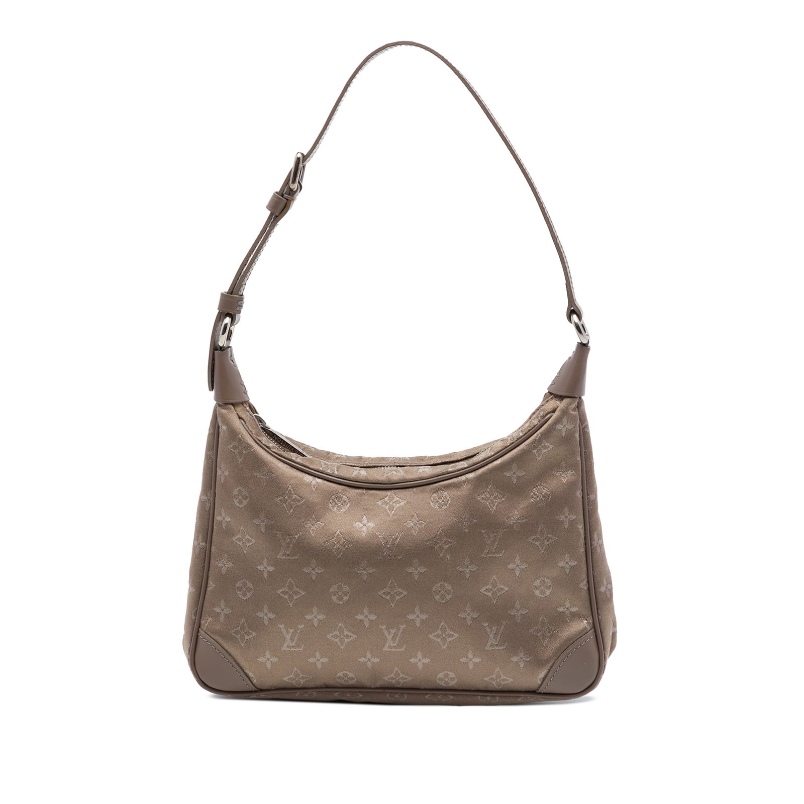 Louis Vuitton Boulogne Monogram Mini Satin Shoulder Bag: Louis Vuitton Boulogne Monogram Mini Satin Shoulder Bag Louis Vuitton Monogram Mini Satin Boulogne shoulder bag crafted in satin with leather trim. It features a flat leather strap, top zip closure, a