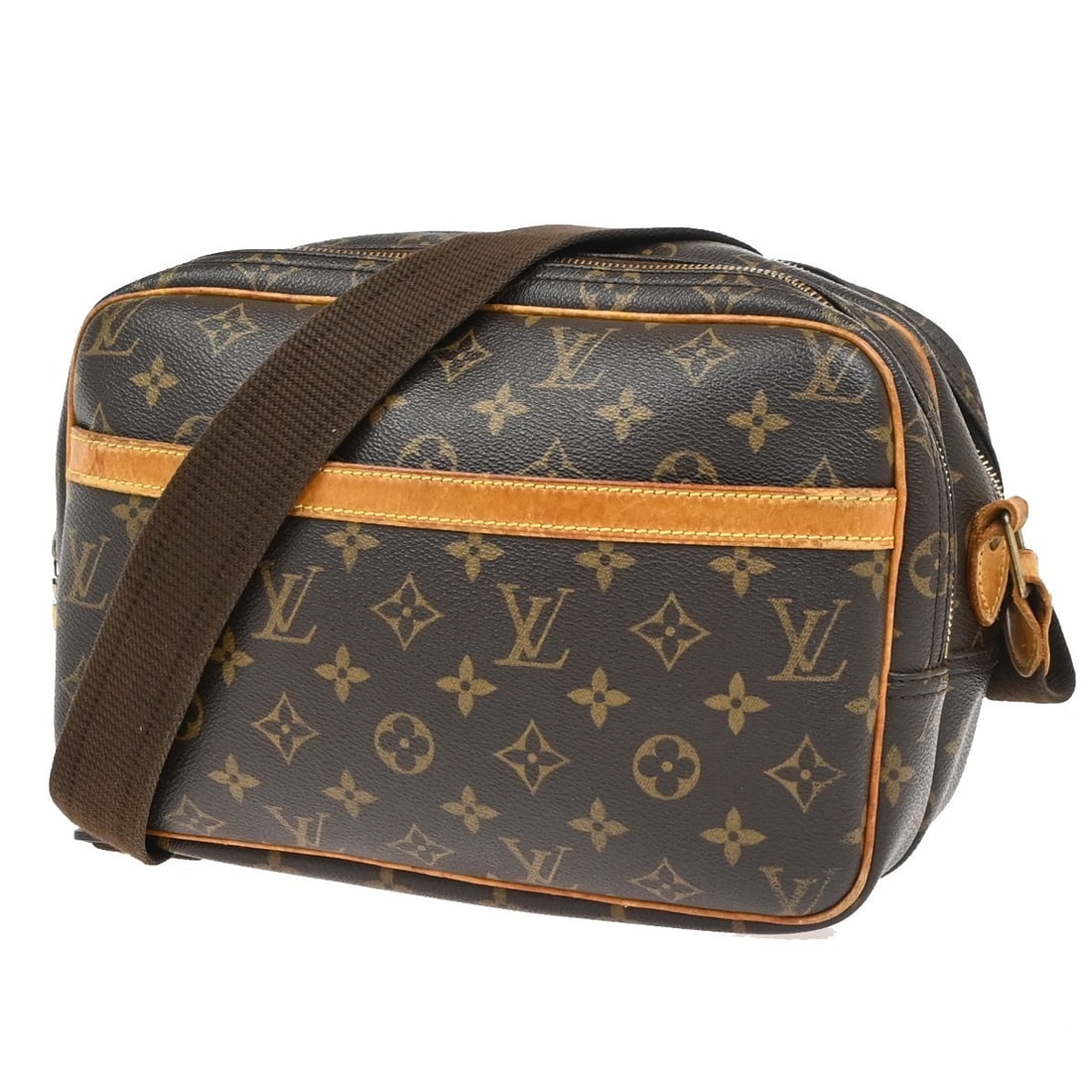 Louis Vuitton Reporter Unisex Brown Canvas Shoulder Bag: Louis Vuitton Reporter Unisex Brown Canvas Shoulder Bag Louis Vuitton Reporter in brown monogram canvas. This unisex bag is made in France and is presented in fair condition, with visible overall wear