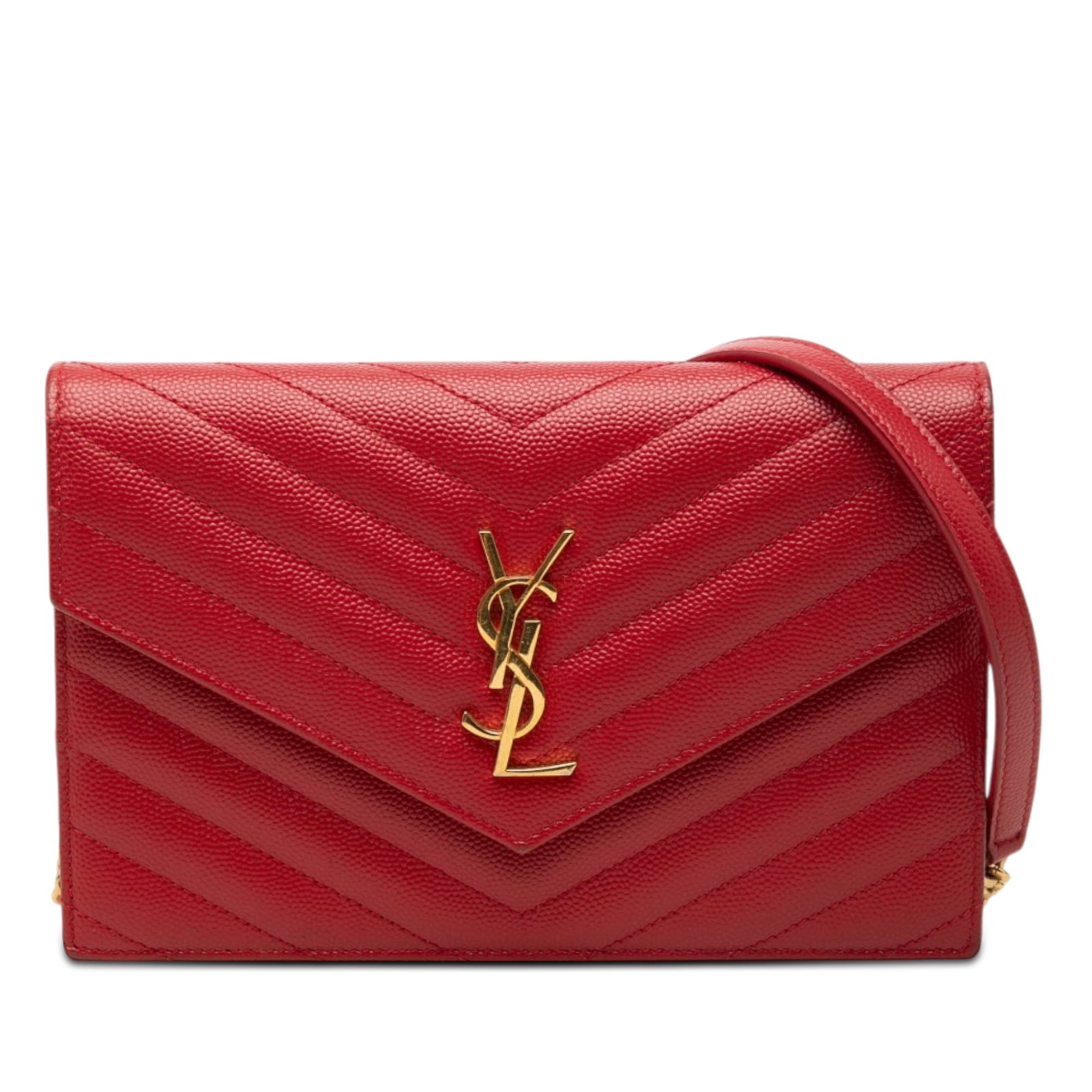 Saint Laurent Cassandre Envelope Chain Wallet in Red Leather (1 of 6)