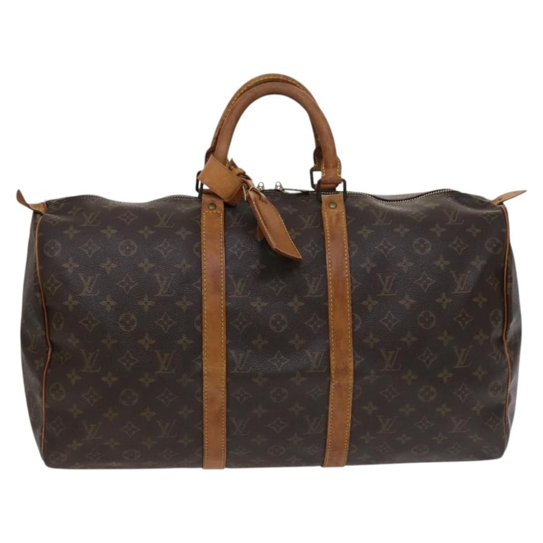 Keepall Monogram Canvas Travel Bag by Louis Vuitton: Keepall Monogram Canvas Travel Bag by Louis Vuitton This Louis Vuitton Keepall Bag features the iconic Monogram canvas in brown and is designed for unisex use. The bag shows signs of wear including ou