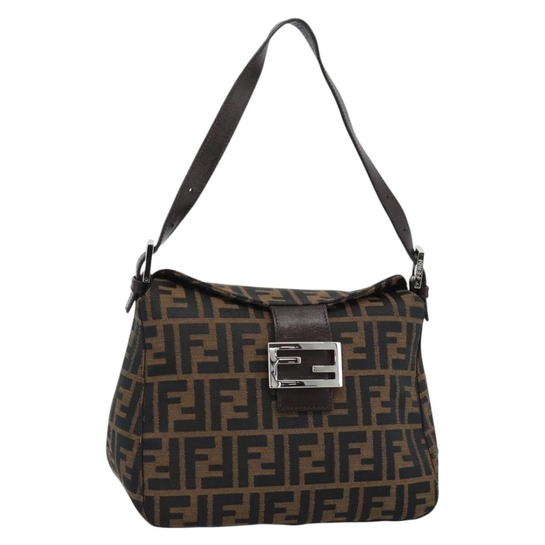 FENDI Mamma Baguette Shoulder Bag Zucca Canvas Black Brown Silver: FENDI Mamma Baguette Shoulder Bag Zucca Canvas Black Brown Silver Fendi Mamma Baguette shoulder bag crafted from Zucca canvas in black, brown, and silver. Made in Italy, this women's bag measures appr