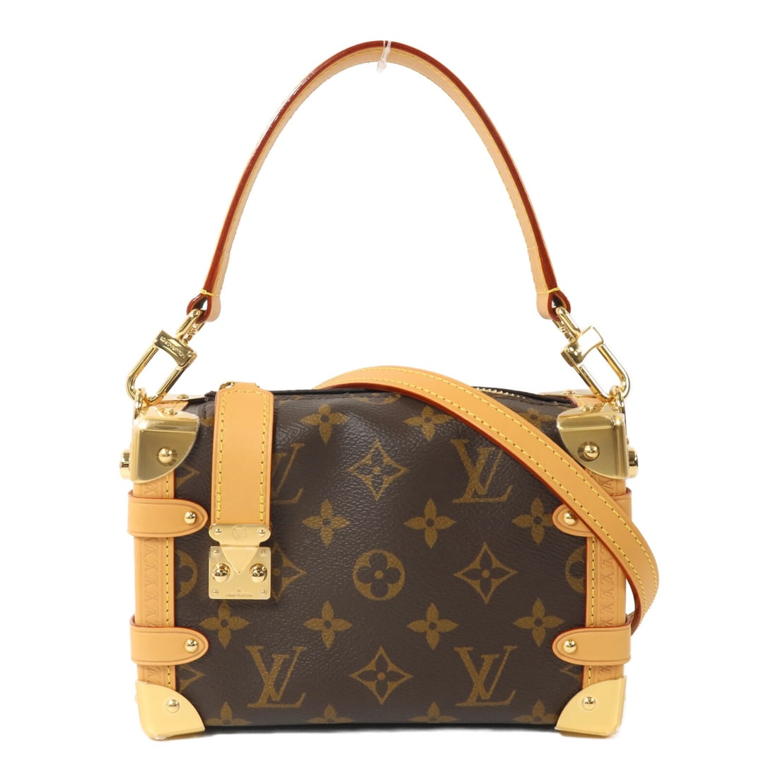 Louis Vuitton Side Trunk PM Monogram 2 Way Bag M46815: Louis Vuitton Side Trunk PM Monogram 2 Way Bag M46815 Louis Vuitton Side Trunk PM 2-way shoulder bag in brown Monogram PVC coated canvas. This women's bag features a structured trunk-inspired silhouet