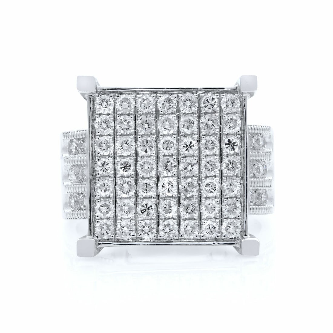 Rachel Koen 14K White Gold 2.00 Ct Diamond Cocktail Ring Size 7 (1 of 7)