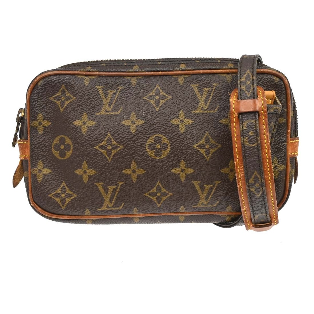 Louis Vuitton Pochette Marly Bandouliere Brown Canvas Shoulder Bag: Louis Vuitton Pochette Marly Bandouliere Brown Canvas Shoulder Bag Louis Vuitton Pochette Marly Bandouliere in brown monogram canvas. This shoulder bag is made in France and shows fair pre-owned condi