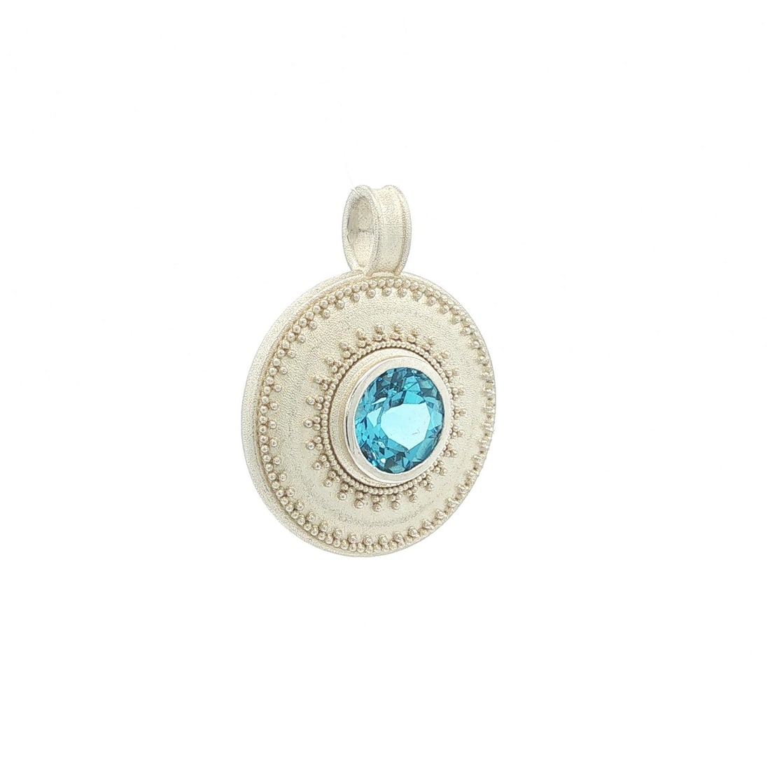 Sterling Silver Sunburst Pendant with Swiss Blue Topaz (1 of 8)