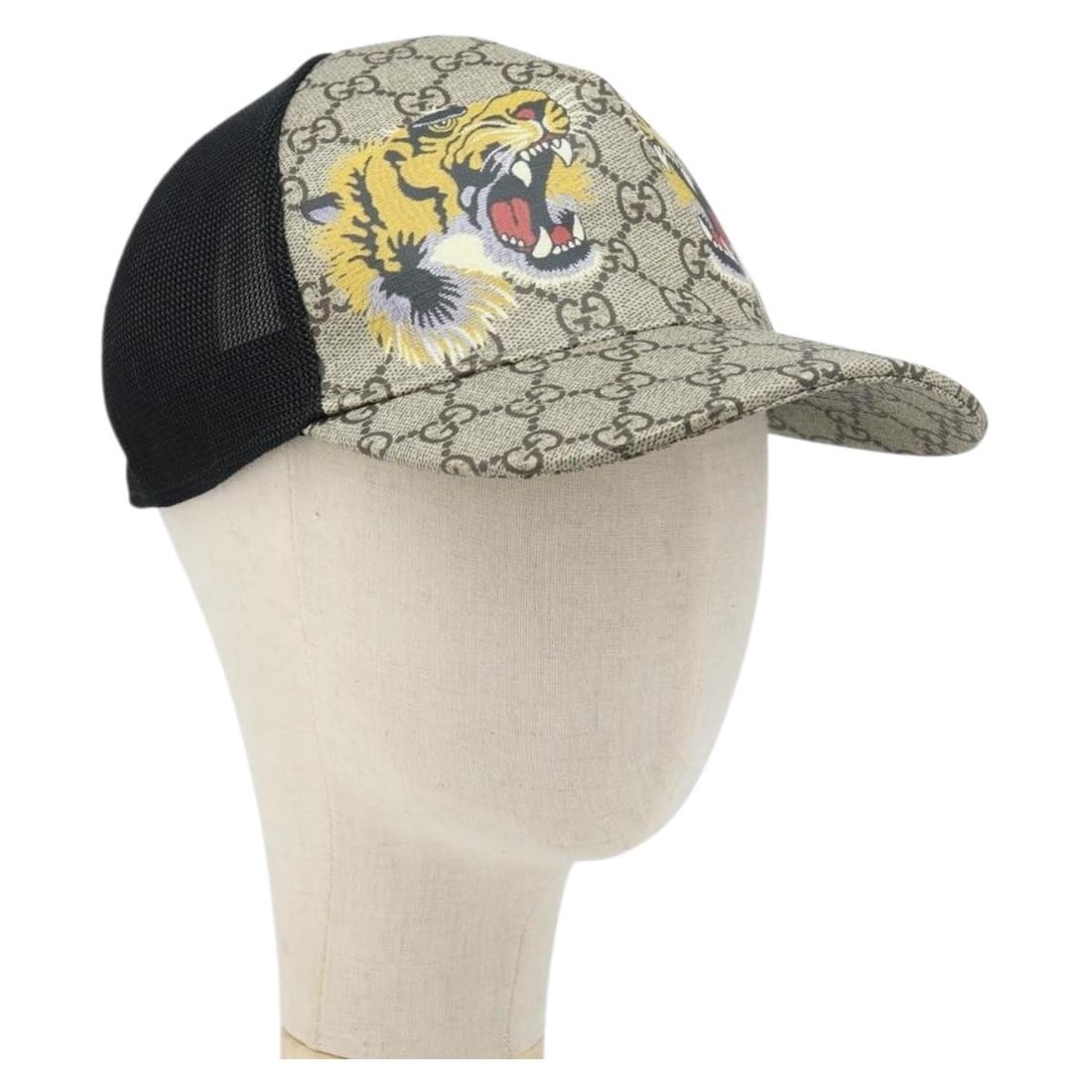 Gucci 426887 GG Canvas Web Stripe Beige Green Red Cap: Gucci 426887 GG Canvas Web Stripe Beige Green Red Cap Authentic Gucci cap in beige GG canvas with the signature Web Sherry stripe in red and green. Made in Italy, this women's cap is presented in very