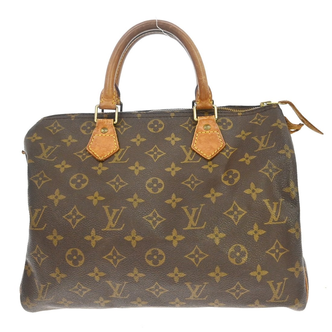 Louis Vuitton Speedy 30 Monogram Canvas Satchel M41526: Louis Vuitton Speedy 30 Monogram Canvas Satchel M41526 Vintage Louis Vuitton Speedy 30 handbag in brown monogram canvas with leather double handles and a zip closure. This satchel-style top handle bag