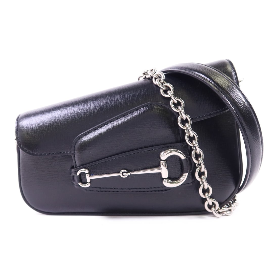 GUCCI Horsebit 1955 Mini Shoulder Bag 774209 Black Calfskin: GUCCI Horsebit 1955 Mini Shoulder Bag 774209 Black Calfskin Gucci GG SHW Horsebit 1955 Mini Shoulder Bag, model 774209, in black calfskin (cowhide) leather. This women's shoulder bag features a flap p