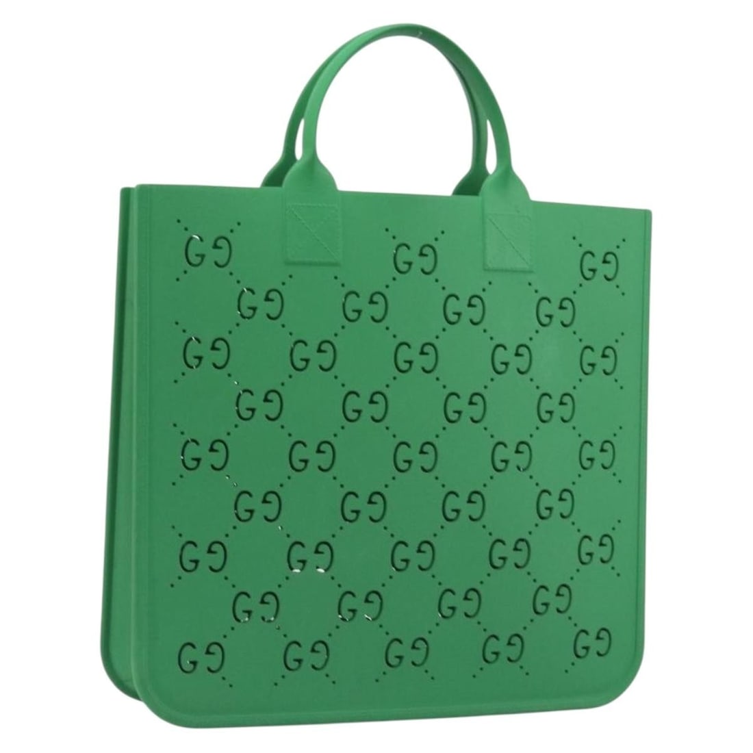 GUCCI 679365 green rubber GG Canvas kids tote bag: GUCCI 679365 green rubber GG Canvas kids tote bag Gucci children's tote bag in green GG canvas and rubber. This Italy-made tote includes two dust bags and is presented in excellent condition overall, 