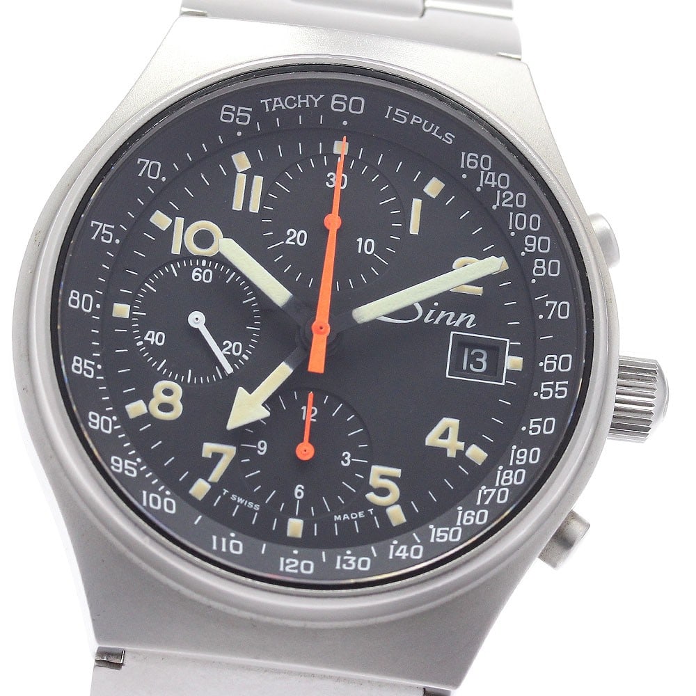 Sinn 144 GMT automatic chronograph wristwatch with date ref 322: Sinn 144 GMT automatic chronograph wristwatch with date ref 322 Pre-owned Sinn 144 GMT automatic wristwatch with chronograph, date, small seconds, and GMT functions. This men's watch features a black 