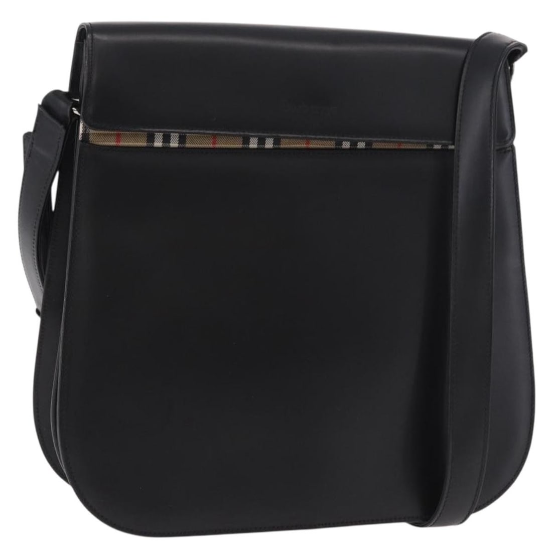 Burberrys Leather Shoulder Bag in Black with Silver Tone Hardware: Burberrys Leather Shoulder Bag in Black with Silver Tone Hardware Authentic Burberrys shoulder bag in black leather with silver-tone accents. This women's bag has a slim profile and an adjustable shou