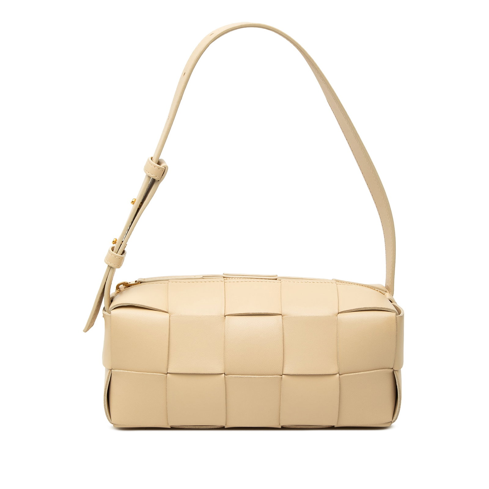 Bottega Veneta Brick Cassette Small Intrecciato Nappa Shoulder Bag: Bottega Veneta Brick Cassette Small Intrecciato Nappa Shoulder Bag Small Brick Cassette shoulder bag crafted in woven nappa leather with a flat leather shoulder strap, top zip closure, and an interior