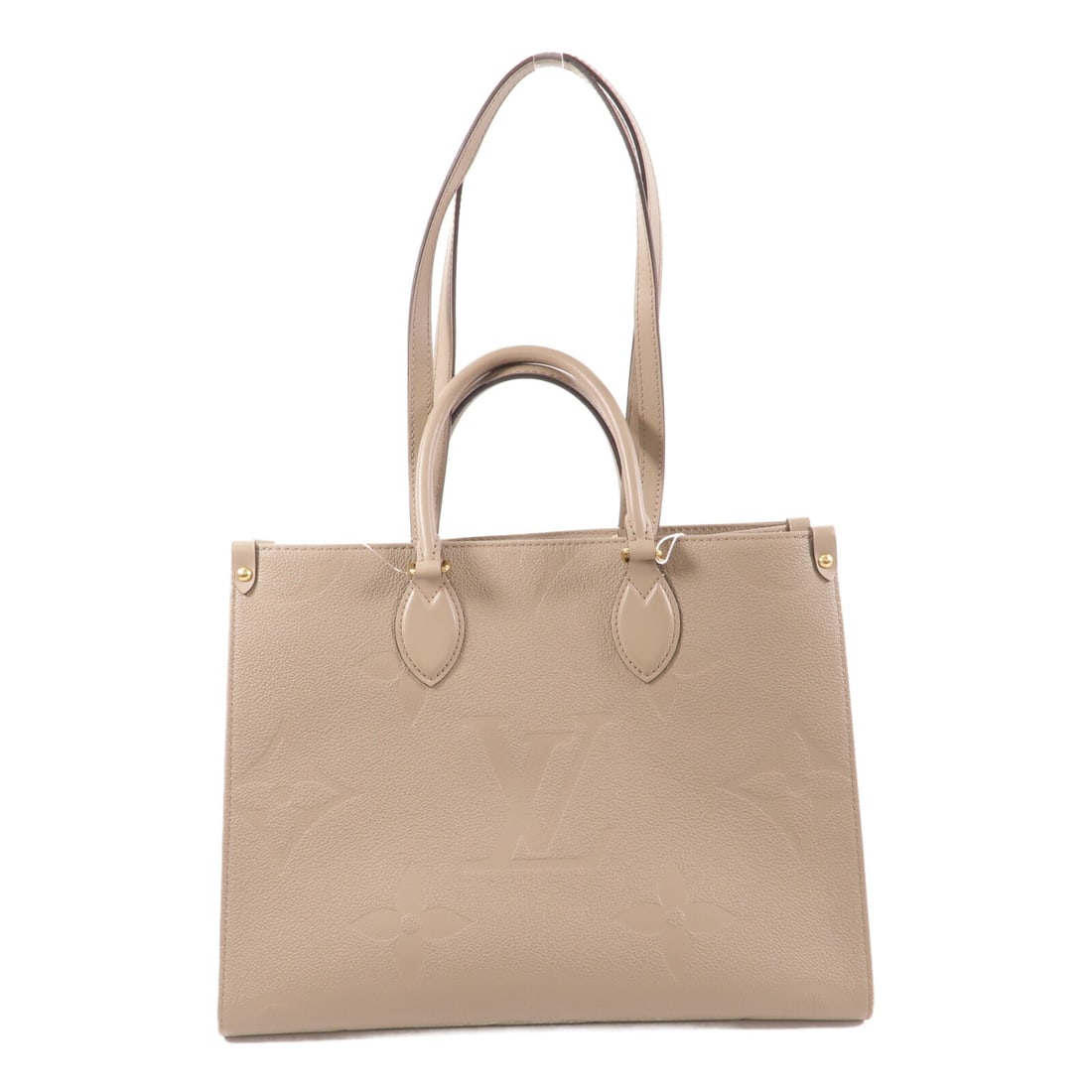 Louis Vuitton On The Go MM M45607 Empreinte 2 Way Bag: Louis Vuitton On The Go MM M45607 Empreinte 2 Way Bag Louis Vuitton OnTheGo MM 2-way shoulder bag in Monogram Empreinte calfskin with a Turtledove beige colorway. This women's bag features dual carry 